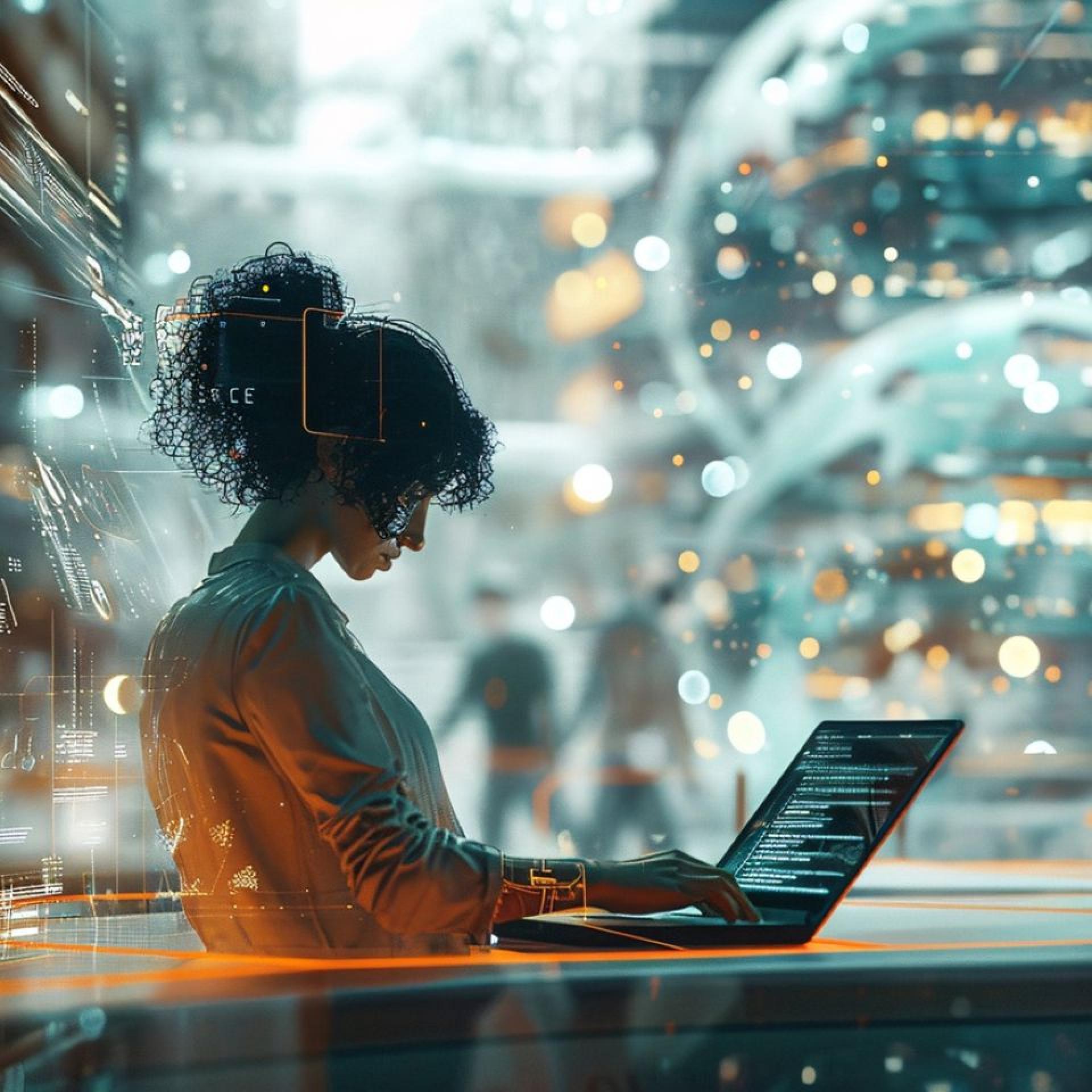 Jeune fille et ordinateur